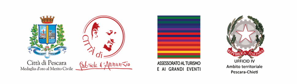 Loghi: Città di Pescara, Città di Gabriele d'Annunzio, Assessorato al Turismo e ai Grandi Eventi, USR Abruzzo Ufficio IV - Ambito territoriale di Pescara e Chieti